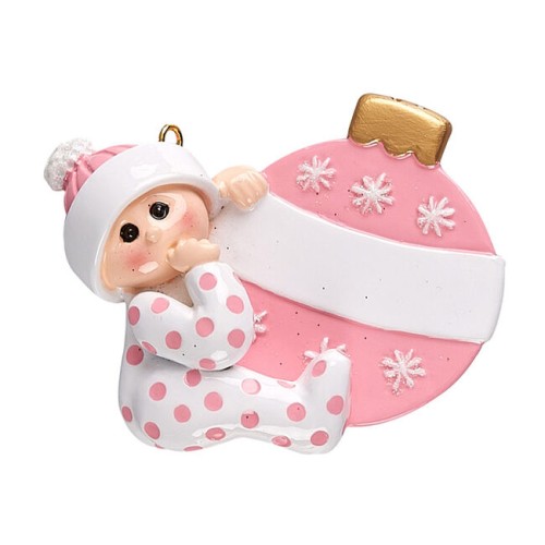 Baby Girl with Bauble Personalised Christmas Decoration