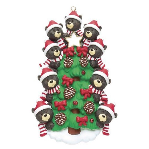 Bears On Tree 9 Family Personalised Christmas Decoration