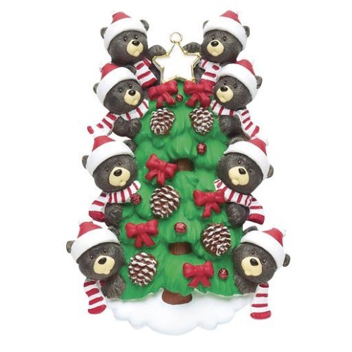 Bears On Tree 8 Family Personalised Christmas Decoration