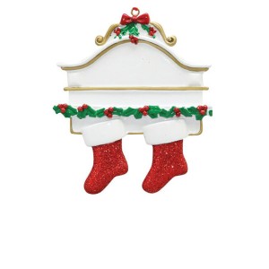 White Mantle With 2 Stockings Personalised Christmas Decoration