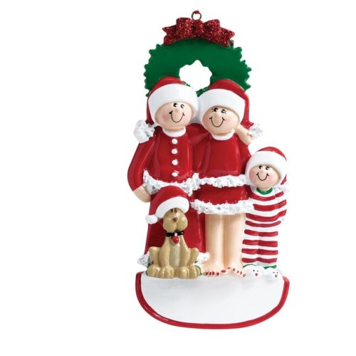 Christmas 3 Family With Dog Personalised Decoration