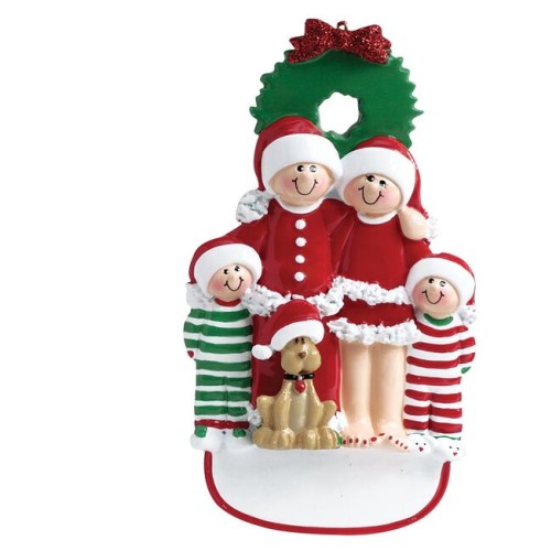 Christmas 4 Family With Dog Personalised Decoration