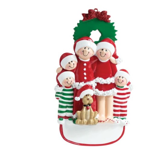 Christmas 5 Family With Dog Personalised Decoration