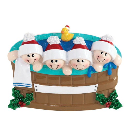 Hot Tub 4 Family Personalised Christmas Decoration