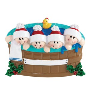 Hot Tub 4 Family Personalised Christmas Decoration