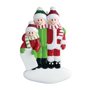 Playing In The Snow 3 Family Personalised Christmas Decoration