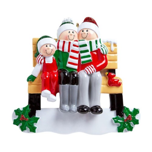 Park Bench 3 Family Personalised Christmas Decoration