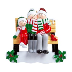 Park Bench 3 Family Personalised Christmas Decoration