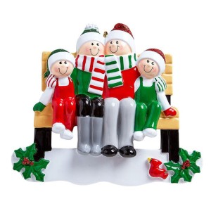 Park Bench 4 Family Personalised Christmas Decoration