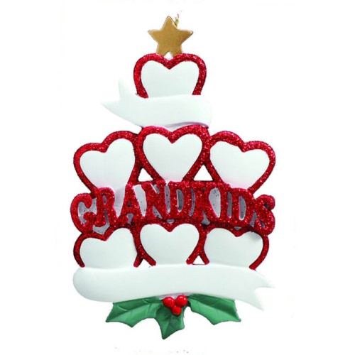 Grandkids 7 Hearts Personalised Christmas Decoration