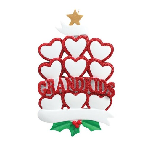 Grandkids 9 Hearts Personalised Christmas Decoration