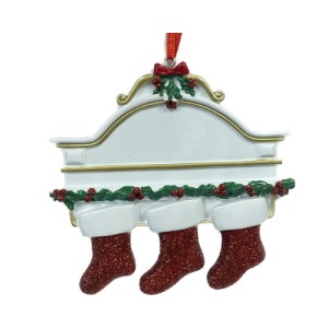 White Mantle With 3 Stockings Personalised Christmas Decoration