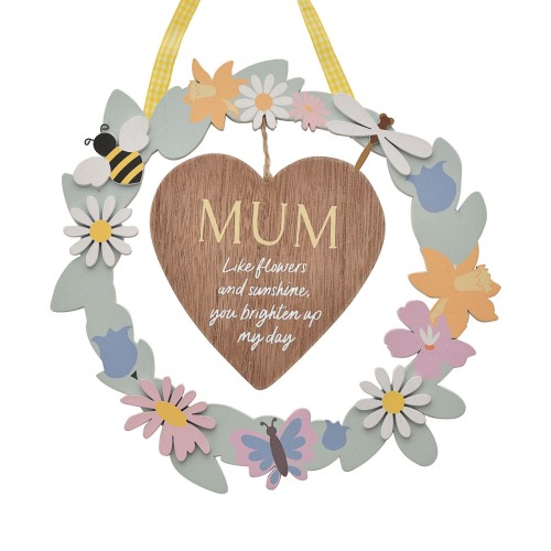 Mum Wooden Wreath Plaque