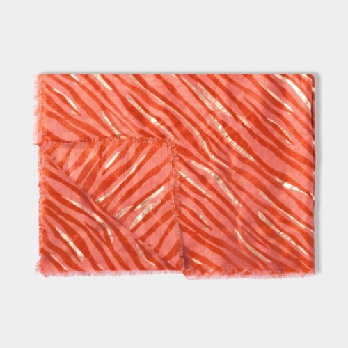 Katie Loxton Coral & Gold Zebra Print Scarf