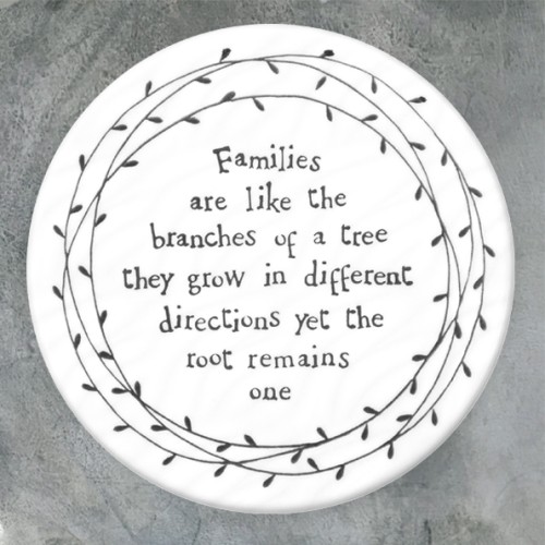 East of India Porcelain Coaster - Families are like branches