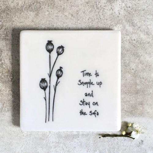East of India Porcelain Coaster - Time to Snuggle
