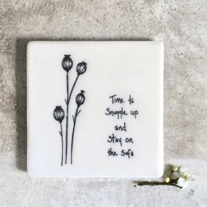 East of India Porcelain Coaster - Time to Snuggle