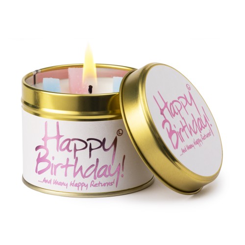 Lily-Flame Happy Birthday Tin Candle