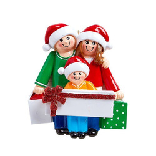 Gift Box Family 3 Personalised Christmas Decoration