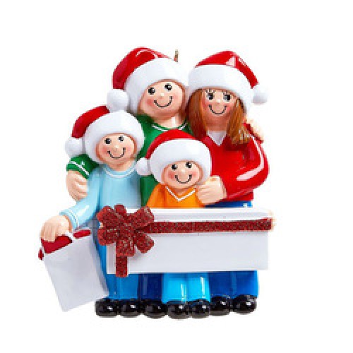 Gift Box Family 4 Personalised Christmas Decoration