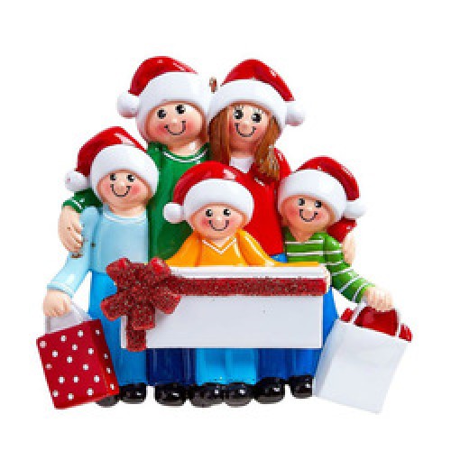 Gift Box Family 5 Five Personalised Christmas Decoration