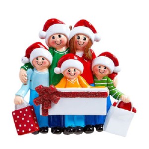 Gift Box Family 5 Five Personalised Christmas Decoration
