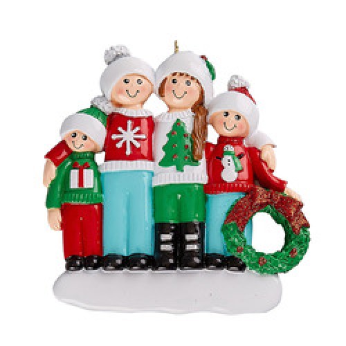 Ugly Sweater Family 4 Personalised Christmas Decoration