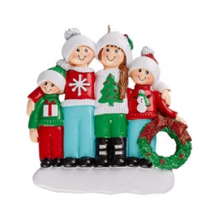 Ugly Sweater Family 4 Personalised Christmas Decoration