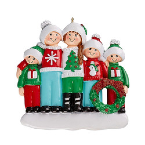 Ugly Sweater Family 5 Personalised Christmas Decoration