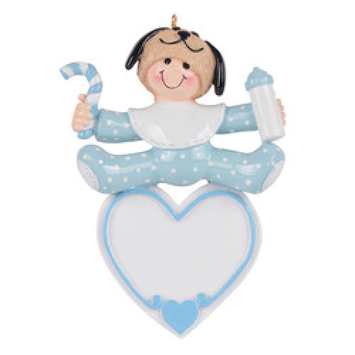 Winter Hat Baby Boy Personalised Christmas Decoration