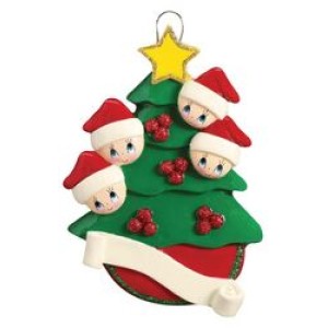 Christmas Tree Family 4 Personalised Christmas Decoration