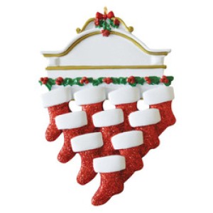 White Mantle with 10 Stocking Personalised Decoration