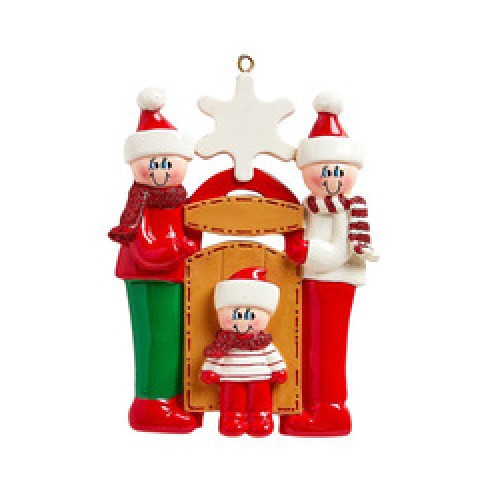 Sled Family 3 Personalised Decoration