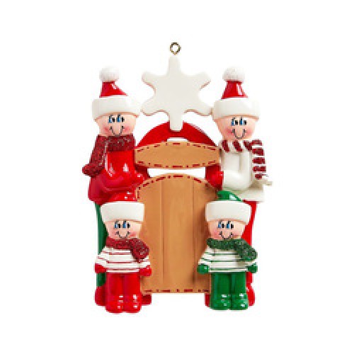 Sled Family 4 Personalised Decoration
