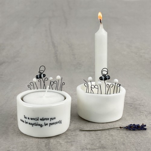 EAST OF INDIA CANDLE & TEA LIGHT HOLDER - in a world where you can be anything be yourself