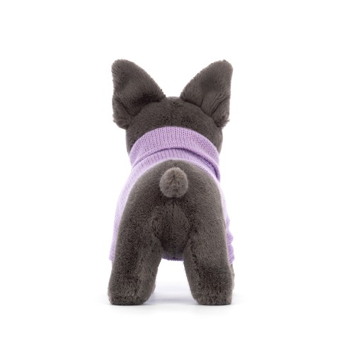 Jellycat French Bulldog Purple Sweater