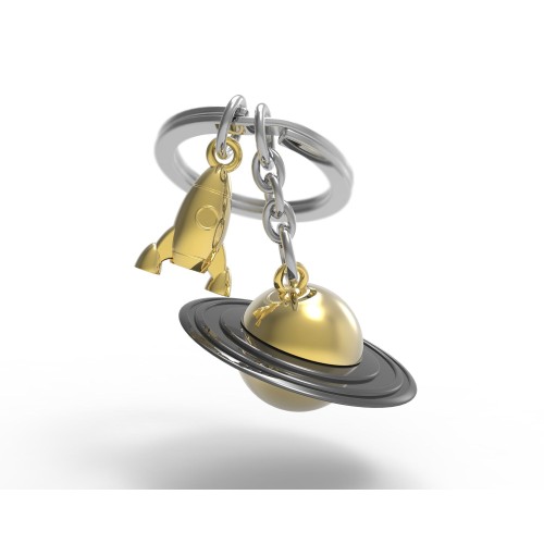Meta Morphose Planet Keyring Grey and Gold
