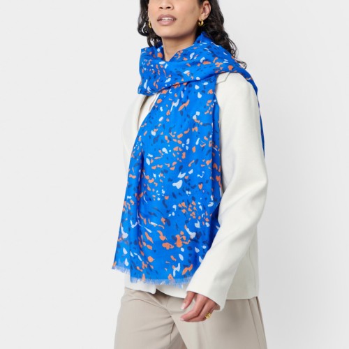 Katie Loxton Printed Scarf Terrazzo - Cobalt Blue and Orange