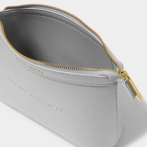 Katie Loxton Sentiment Make Up Bag Choose Happiness - Silver
