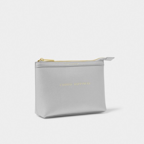 Katie Loxton Sentiment Make Up Bag Choose Happiness - Silver