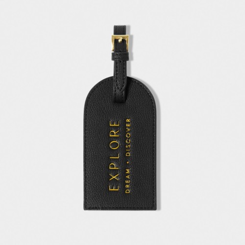 Katie Loxton Sentiment Luggage Tag Explore Dream Discover - Black