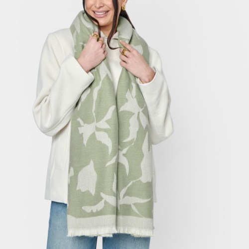 Katie Loxton Printed Blanket Scarf Abstract Floral - Sage