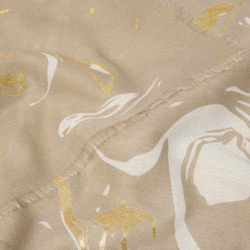 Katie Loxton Printed Foil Scarf Marble - Light Taupe