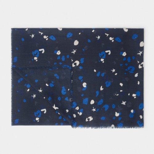 Katie Loxton Printed Foil Scarf Confetti Star - Navy