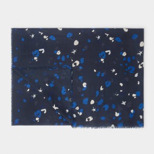 Katie Loxton Printed Foil Scarf Confetti Star - Navy