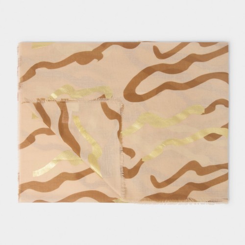 Katie Loxton Printed Foil Scarf Abstract Wave - Nude Pink