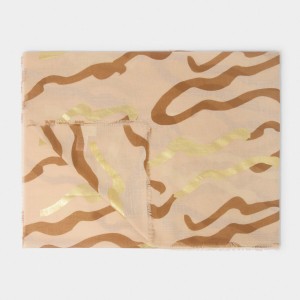 Katie Loxton Printed Foil Scarf Abstract Wave - Nude Pink