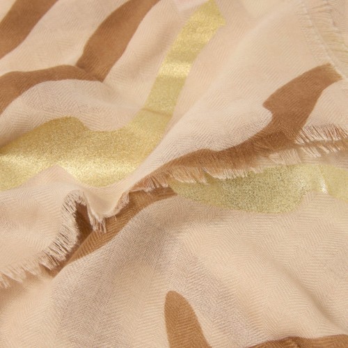 Katie Loxton Printed Foil Scarf Abstract Wave - Nude Pink