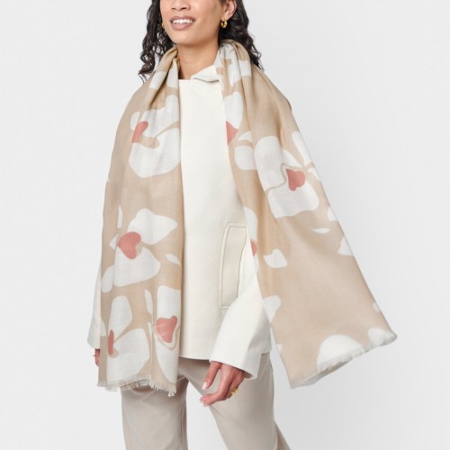 Katie Loxton Printed Scarf Large Floral - Nude Pink