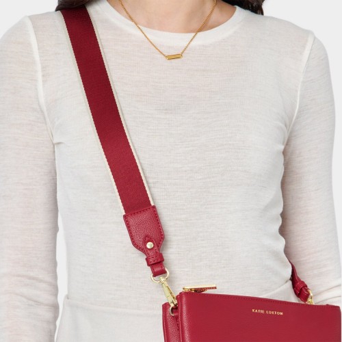 Katie Loxton Canvas Strap Garnet Red Stripe